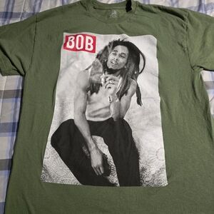 Zion Rootswear Olive Green 'BOB' Graphic Tee with Red Accent